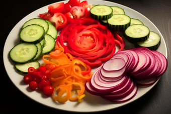 营养蔬菜搭配拼盘种类繁多辣椒