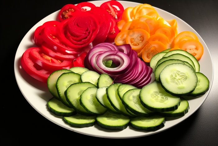 营养蔬菜搭配拼盘种类繁多洋葱段