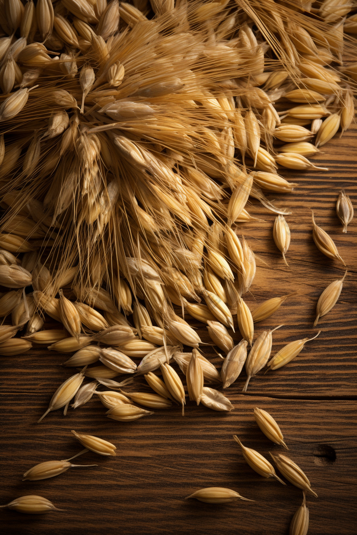 散落桌面的大麦颗粒麦粒农作物