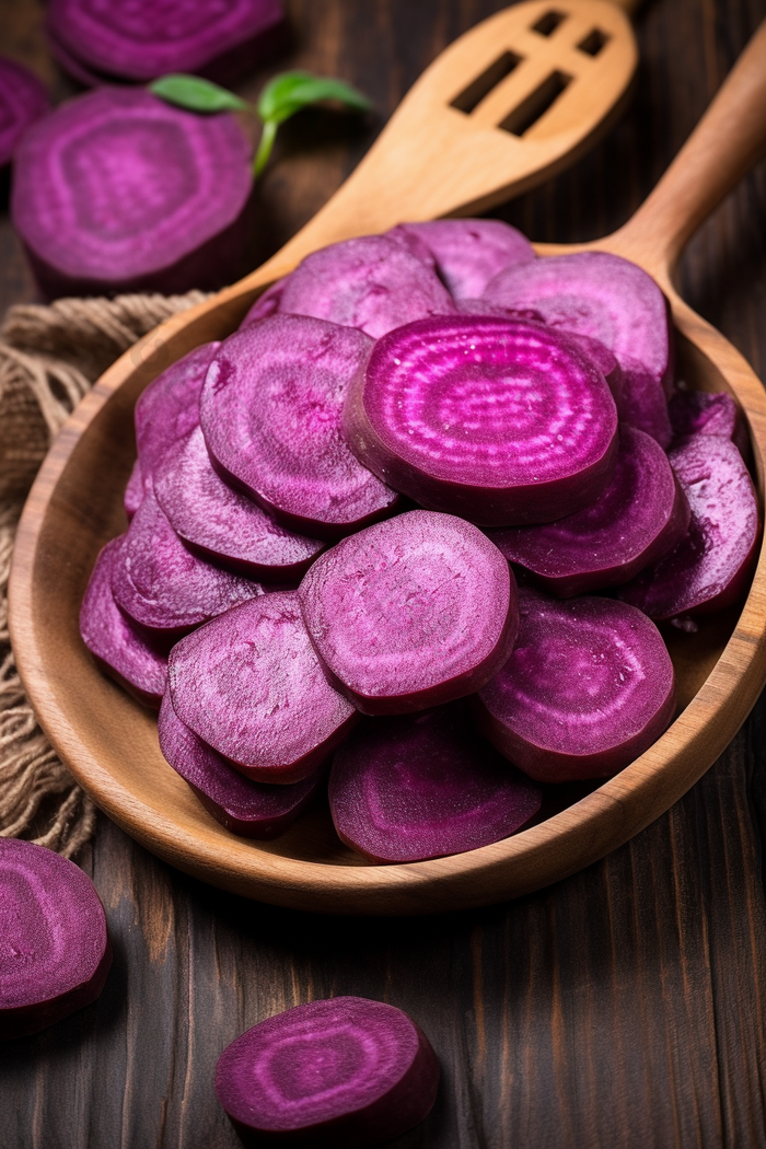 切片紫薯芋泥熟美味