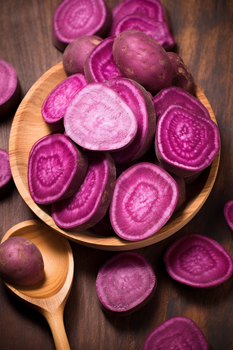 切片紫薯芋泥紫色美味