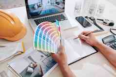 设计师工作颜色计划生活房间客户端写作的想法规划师