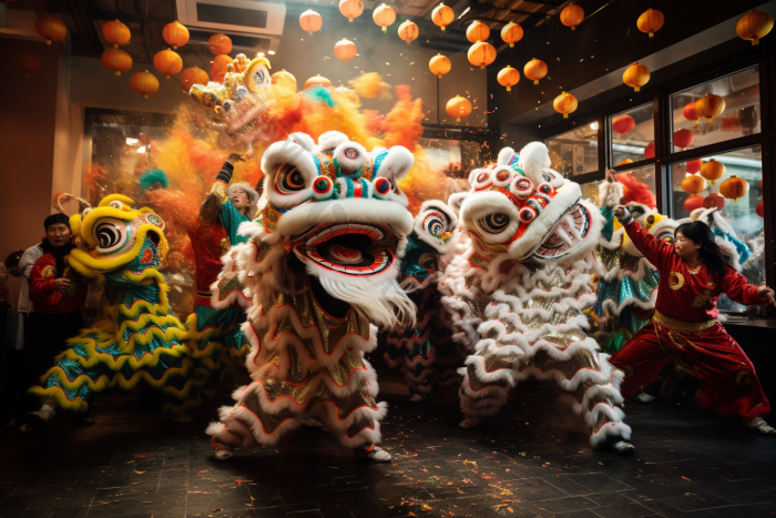 春节舞龙醒狮图片-包图网