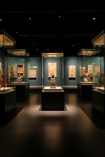 青铜器博物馆历史文物玻璃柜