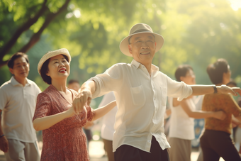 老年人在广场上跳舞舞活动