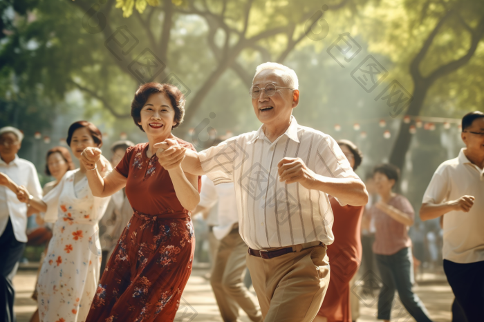 老年人在广场上跳舞舞健身图片-包图网