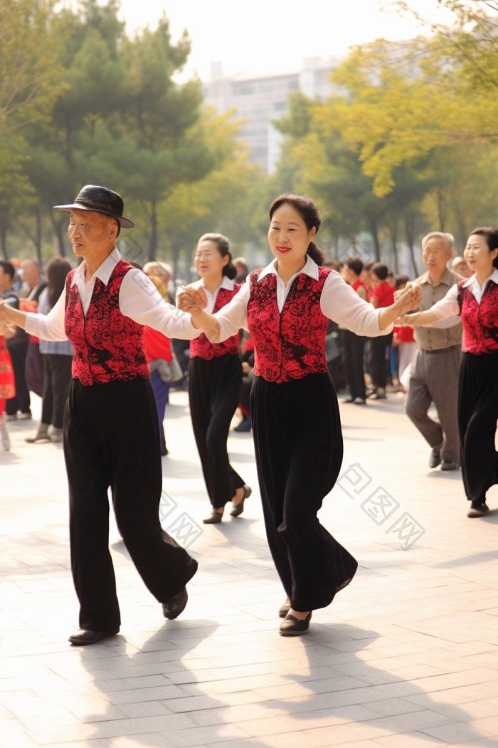 老年人在广场上跳舞图片-包图网