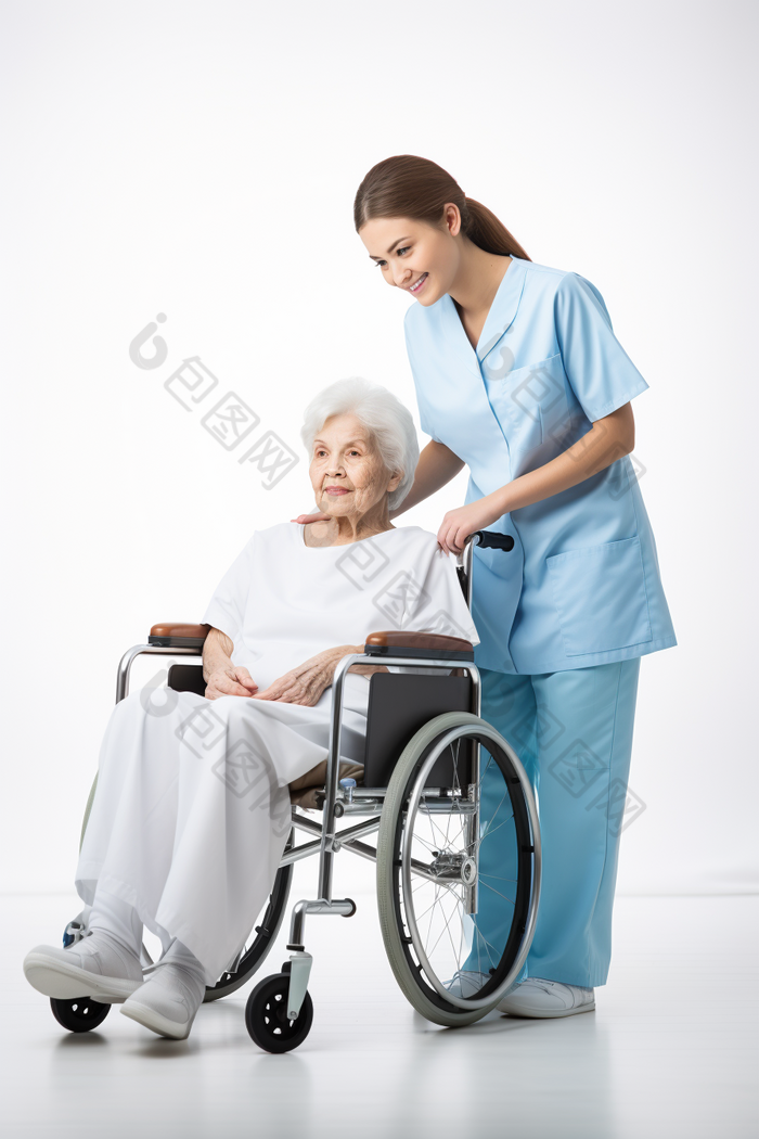 护士照护轮椅老人护理病人