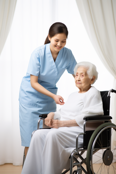 护士照护轮椅老人摄影图13