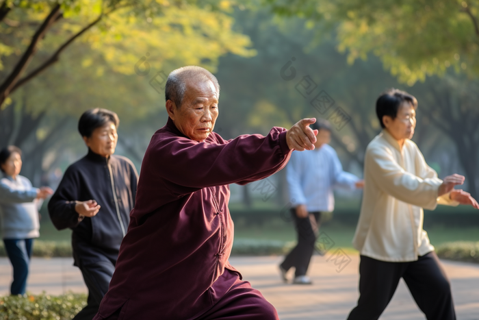 老年人公园武术锻炼康养体育图片-包图网