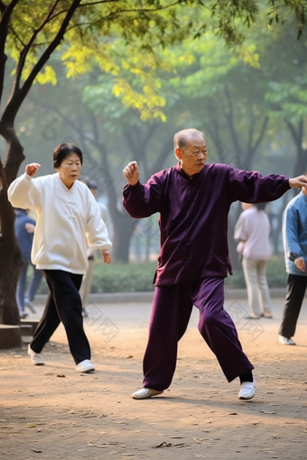 老年人公园武术锻炼老年活动体育