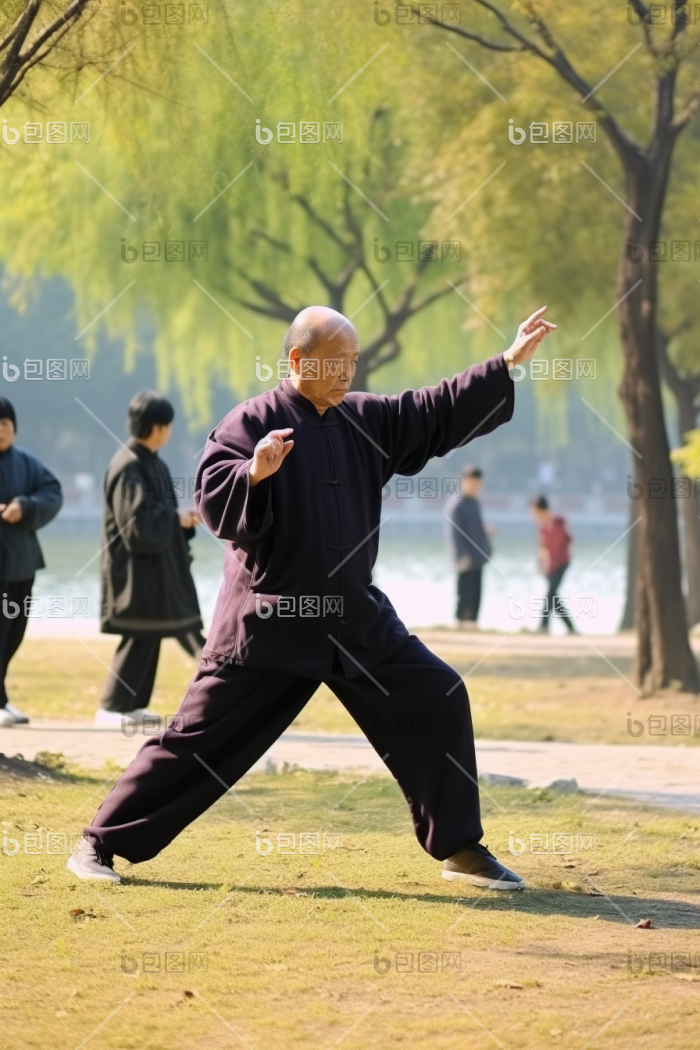 老年人公园武术锻炼康养银龄图片-包图网