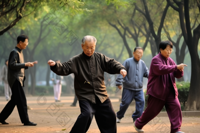 老年人公园武术锻炼康养健身图片-包图网
