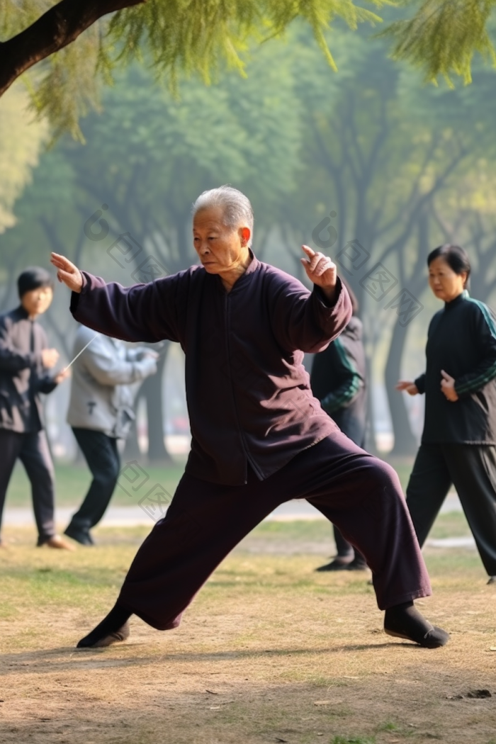老年人公园武术锻炼图片-包图网