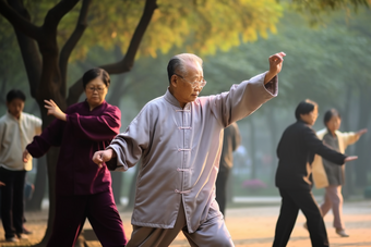 老年人公园武术锻炼老年活动健身