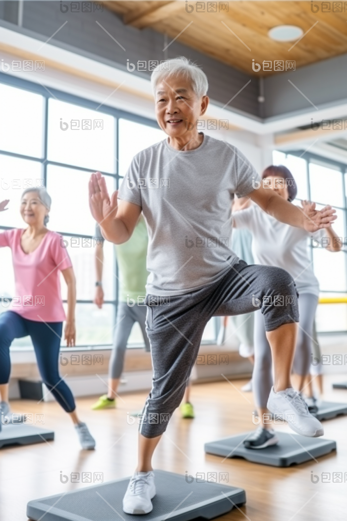 老年健身房快乐锻炼康养老年活动图片-包图网