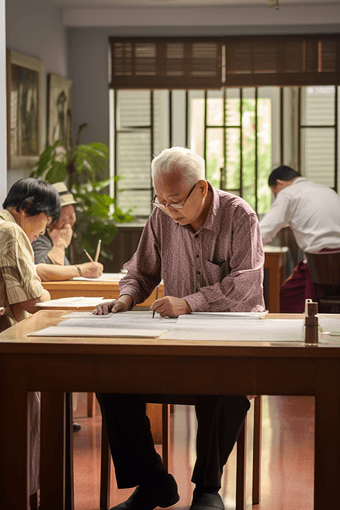 老年大学书画课书法课专注