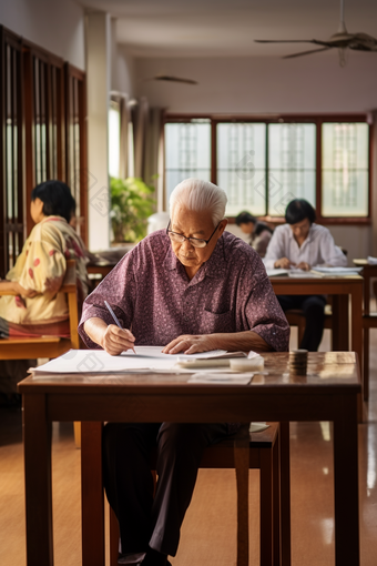 老年大学书画课<strong>书法</strong>课课堂