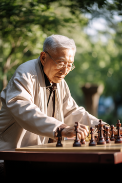 老年人公园下国际象棋摄影图1