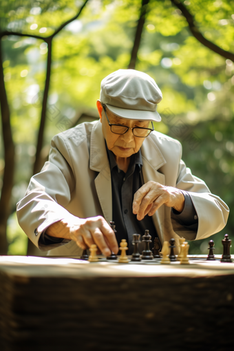 老年人公园下国际象棋养老户外