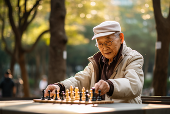 老年人公园下国际象棋银龄兴趣