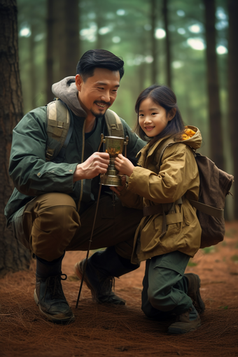 亲子登山徒步陪伴温馨