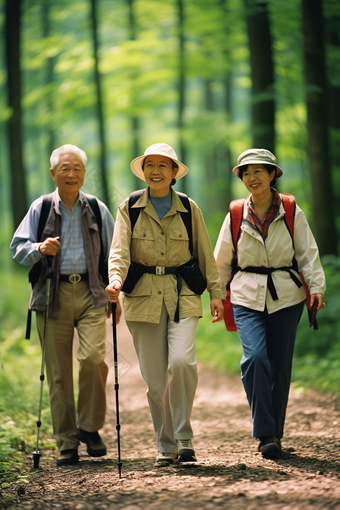 老年人户外<strong>徒步登山</strong>康养森林