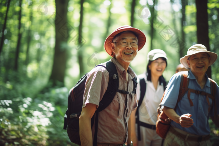 老年人户外徒步登山户外运动驴友图片-包图网