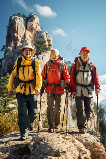 老年人户外徒步<strong>登山</strong>康养旅行