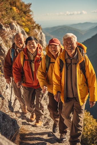 老年人户外徒步<strong>登山</strong>康养驴友