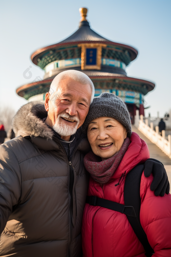 老年人夫妇天坛旅<strong>拍</strong>康养名胜古迹