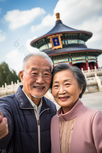 老年人夫妇天坛旅<strong>拍</strong>康养亲情