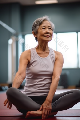 老年人<strong>瑜伽</strong>健身舒适和谐