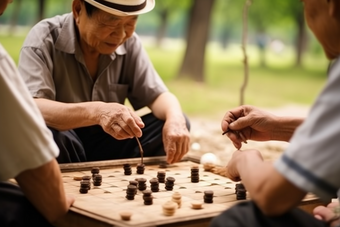 老年人公园棋类游戏养老银龄