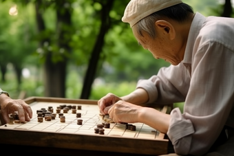 老年人公园棋类游戏养老桌游