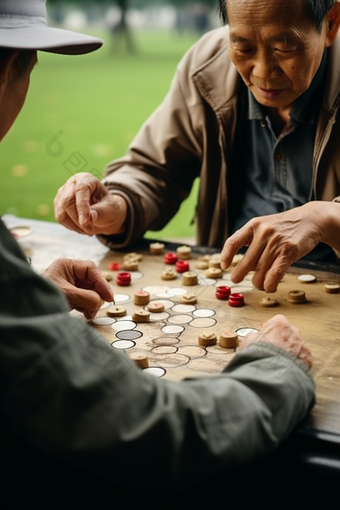 老年人公园棋类游戏养老棋牌