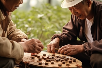 老年人公园棋类游戏养老修身养性