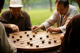 老年人公园棋类游戏养老文娱