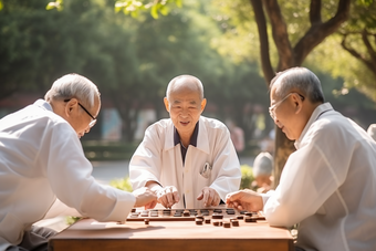 老年人公园棋类游戏银龄温馨