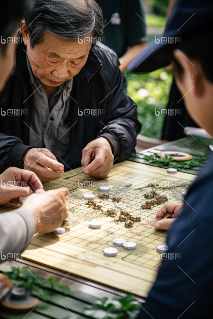 老年人公园棋类游戏养老安详图片-包图网