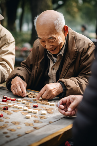 老年人公园棋类游戏银龄棋牌