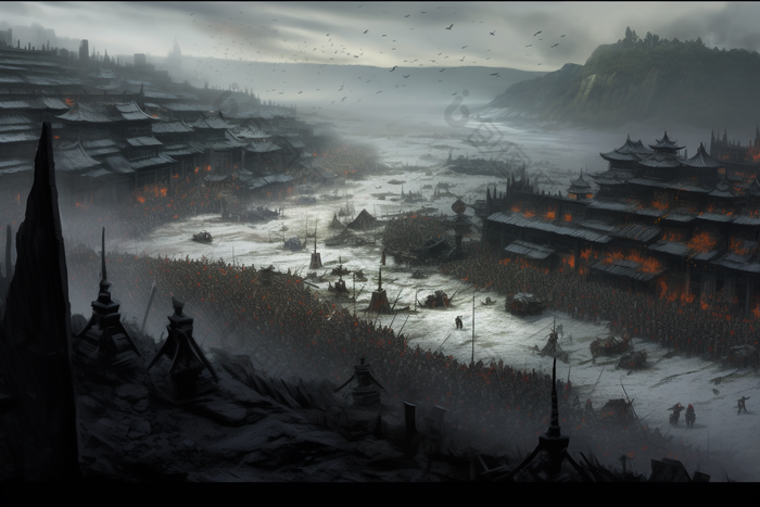 古代战场城墙激烈图片-包图网