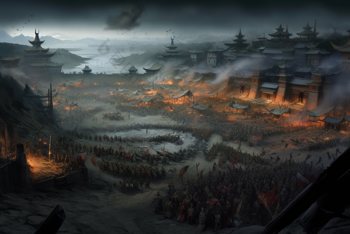 古代战场城墙战火图片-包图网