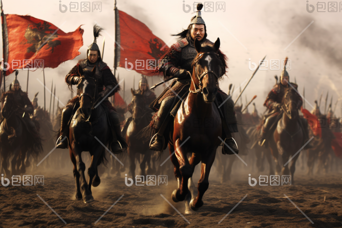 古代战争骑马战场战火图片-包图网
