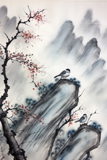 水墨山水古风<strong>画画</strong>优雅