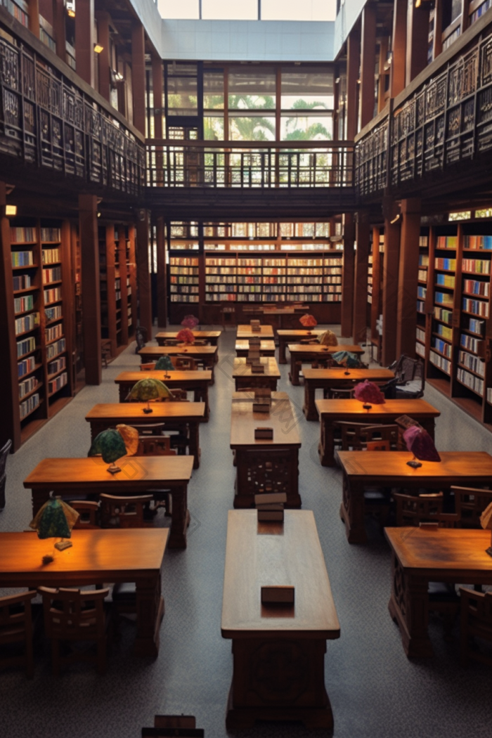 大学图书馆内部建筑商业摄影图片-包图网