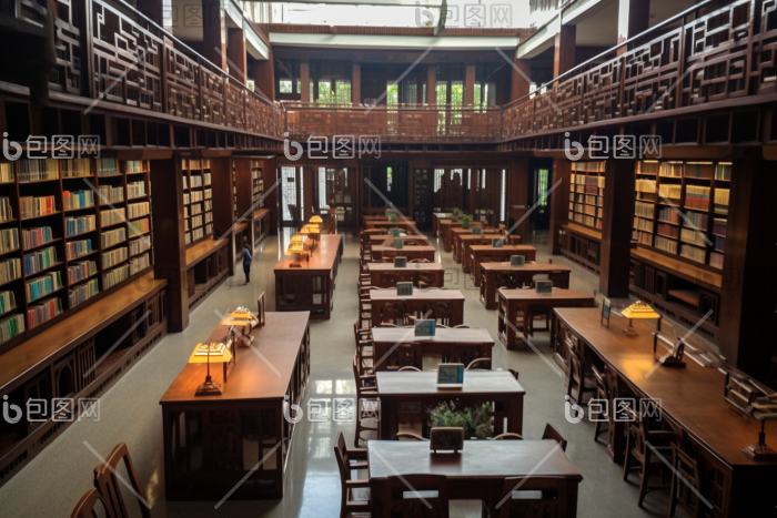 大学图书馆内部建筑书籍图片-包图网