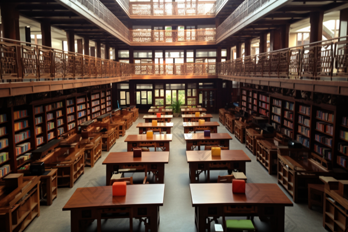 大学图书馆内部建筑安静图片-包图网