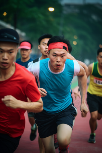 大学跑道上奔跑的同学跑步长跑