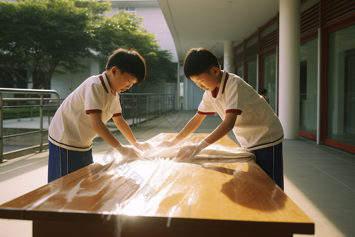 小学卫生大扫除打扫卫生擦拭